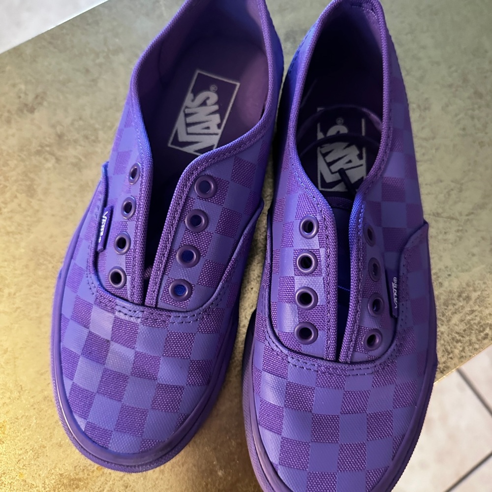 Vans Checkerboard Slip-On Sneakers in Purple